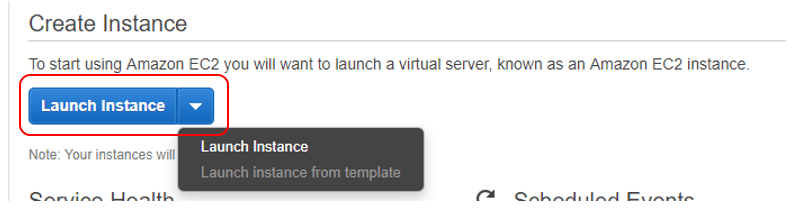 1. Log into AWS console and launch an instance