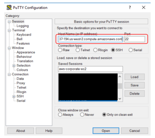 7. The Connect button opens a dialog box with instructions to connect via SSH.