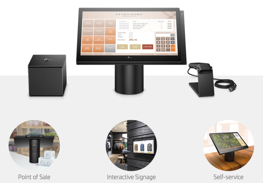 The HP ElitePOS system offers flexible design.