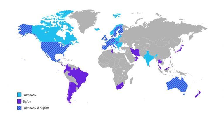 Different regions support different wireless technologies such as LoRa and Sigfox.